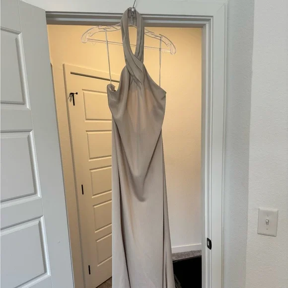 BHLDN Ruby Twist Halter Satin Gown - Picture 2 of 6